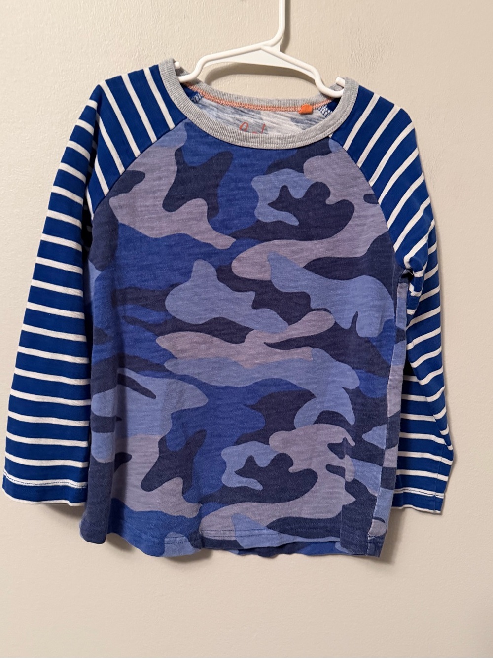Mini Boden Blue Camo Long-Sleeve Top